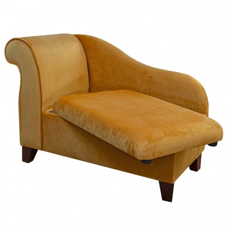 Storage Chaise Longue in a Monaco Saffron Supersoft Velvet Fabric | Beaumont