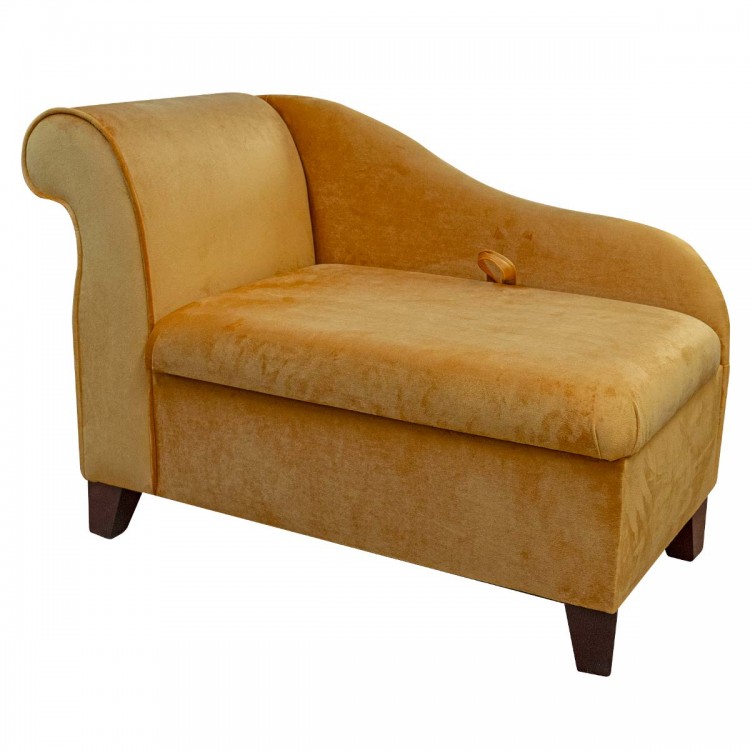 Storage Chaise Longue in a Monaco Saffron Supersoft Velvet Fabric | Beaumont