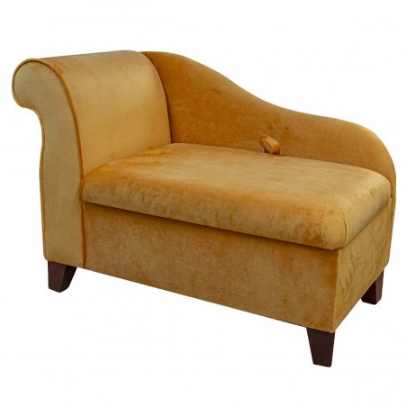 Storage Chaise Longue in a Monaco Saffron Supersoft Velvet Fabric | Beaumont