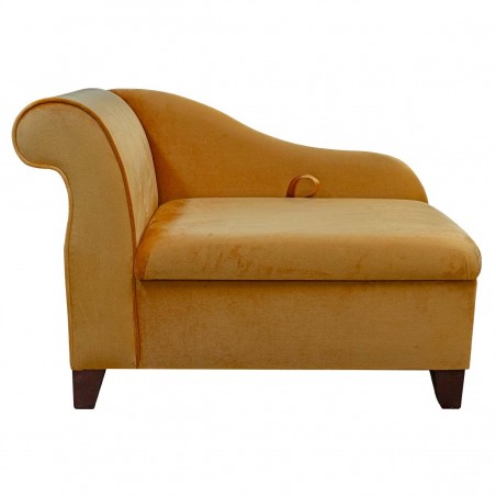 Storage Chaise Longue in a Monaco Saffron Supersoft Velvet Fabric | Beaumont