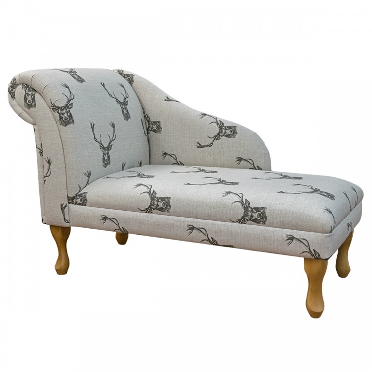Medium Chaise Longue in a Stag 100% Cotton Print Fabric | Beaumont