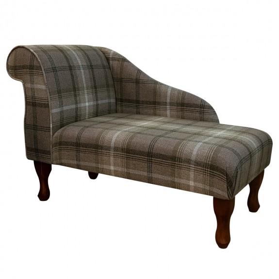 Mini Chaise Longue in a Sophie Check Chocolate Fabric | Beaumont