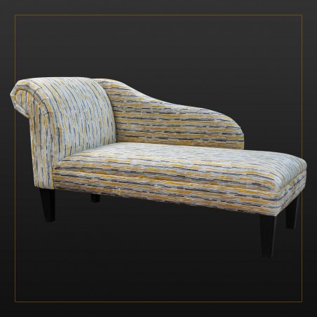 Medium Chaise Longue Extravaganza Stripe Mustard Fabric | Beaumont