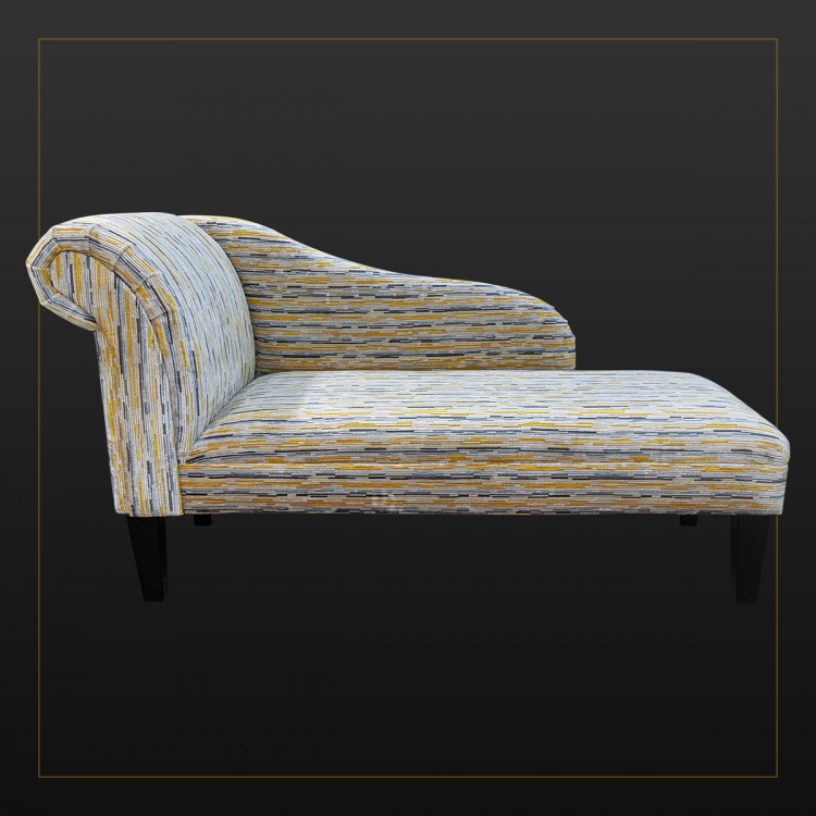 Medium Chaise Longue Extravaganza Stripe Mustard Fabric | Beaumont