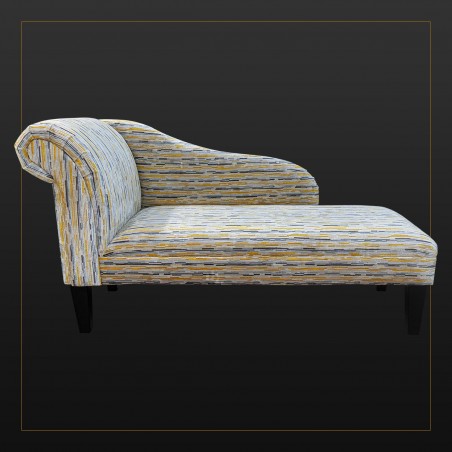 Medium Chaise Longue Extravaganza Stripe Mustard Fabric | Beaumont