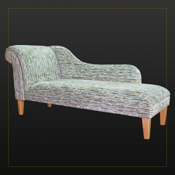Chaise Longue in an Extravaganza Stripe Burst Lime Fabric | Beaumont