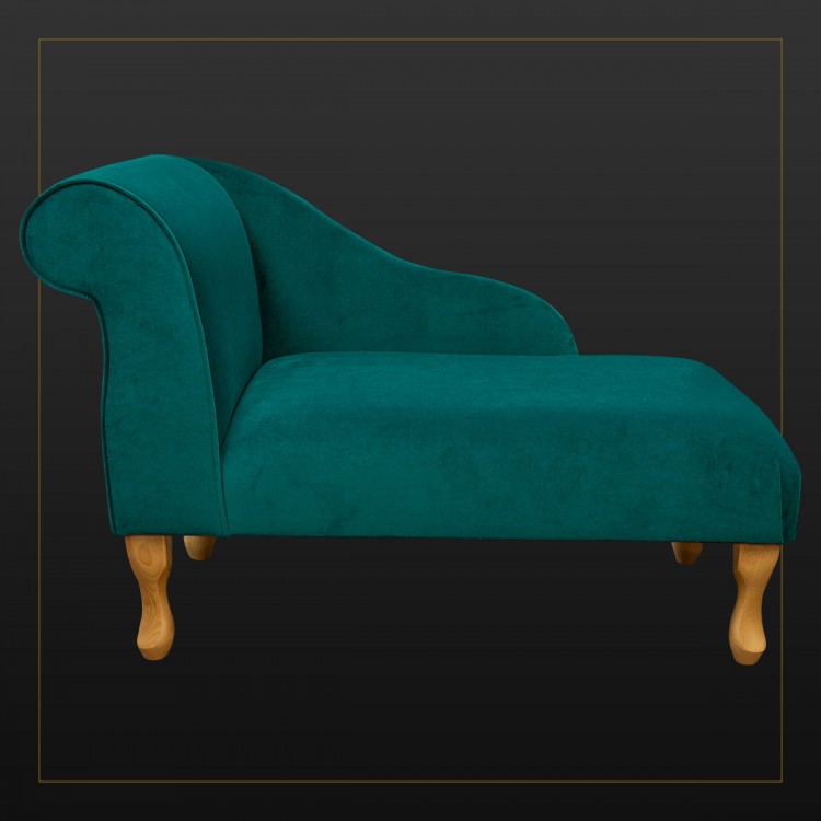 Small Chaise Longue AquaVelvet Teal Velvet Fabric SR19244 | Beaumont