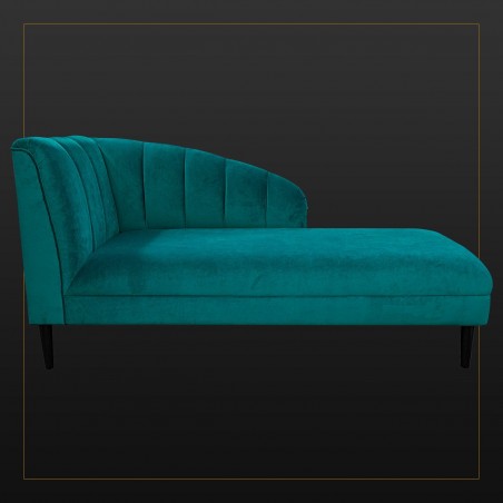 Seashell Chaise Longue Daybed in AquaVelvet Teal Fabric | Beaumont