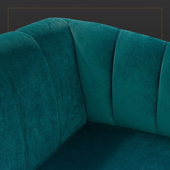 LUXE 70" Large Seashell Chaise Longue Daybed in an AquaVelvet Teal Velvet Fabric