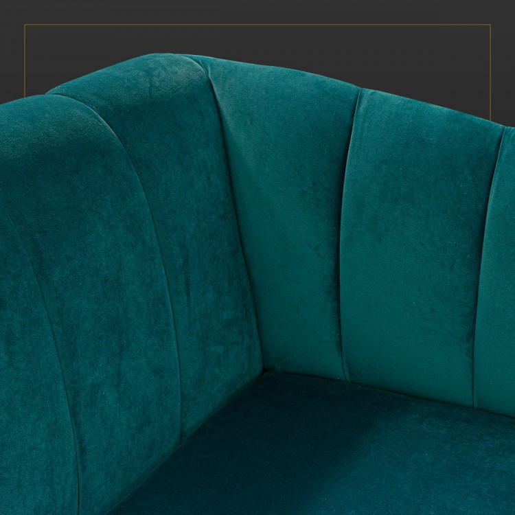 Seashell Chaise Longue Daybed in AquaVelvet Teal Fabric | Beaumont