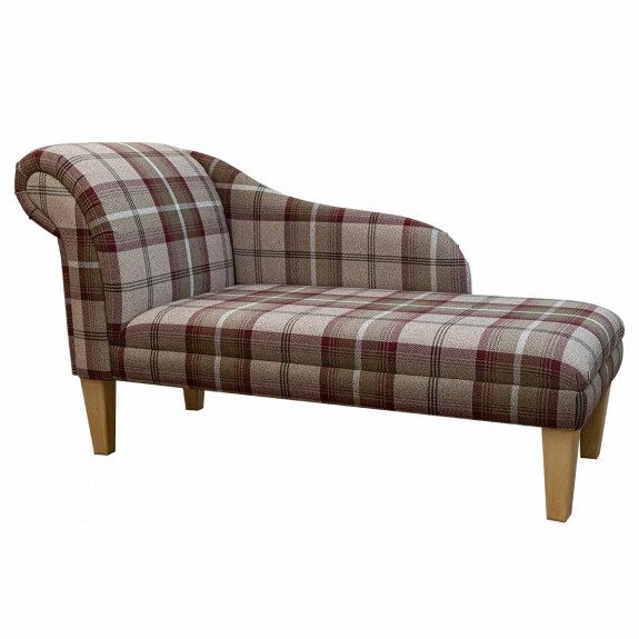 Medium Chaise Longue in Balmoral Mulberry Tartan Fabric | Beaumont