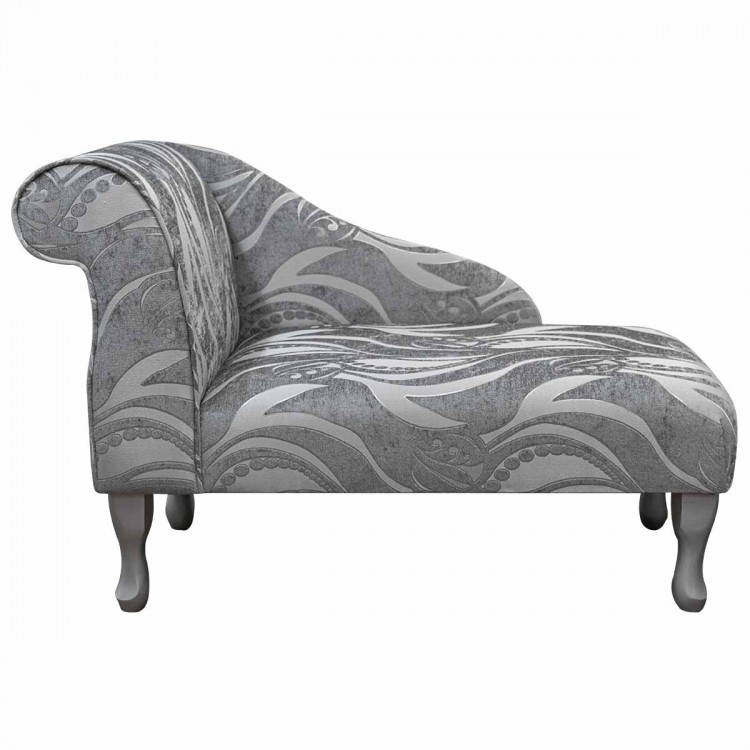 Mini Chaise Longue in a Zest Tribal Flower Silver Fabric | Beaumont