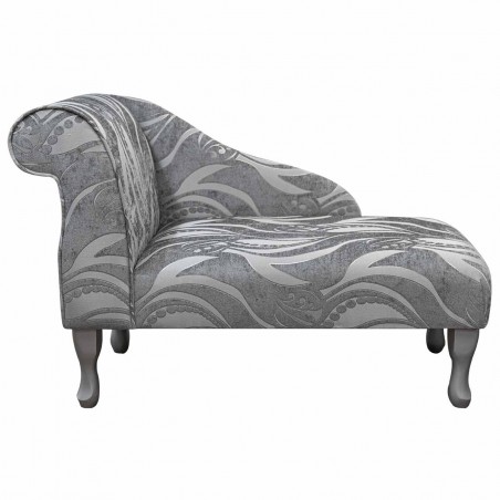 Mini Chaise Longue in a Zest Tribal Flower Silver Fabric | Beaumont