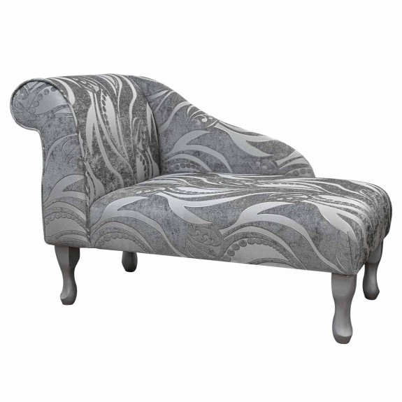 Mini Chaise Longue in a Zest Tribal Flower Silver Fabric | Beaumont