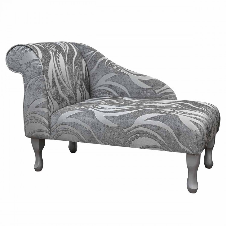Mini Chaise Longue in a Zest Tribal Flower Silver Fabric | Beaumont