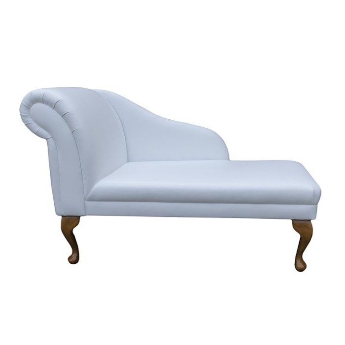 45" Chaise Longue in a Madras Lilly White Genuine Leather