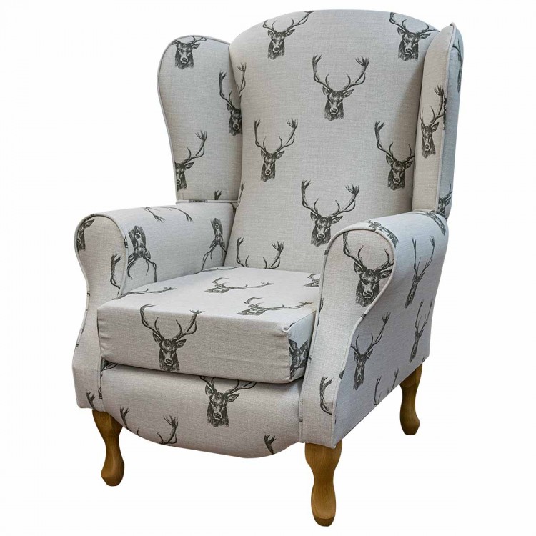 Duchess Wingback Fireside Armchair in a Stag Cotton Fabric | Beaumont