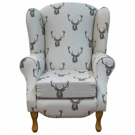 Duchess Wingback Fireside Armchair in a Stag Cotton Fabric | Beaumont