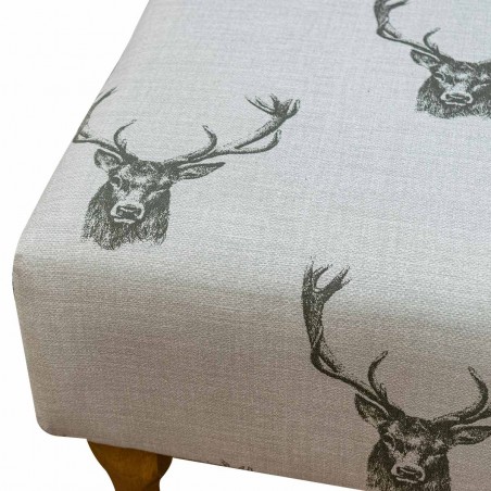 Small Footstool in a Stag Cotton Print Fabric | Beaumont