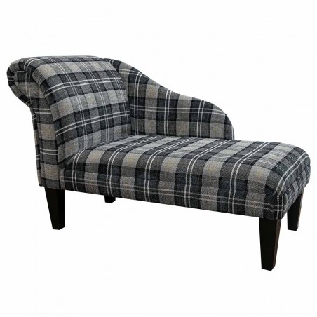 Medium Chaise Longue in Lana Granite Plaid Tartan LAN1260 | Beaumont