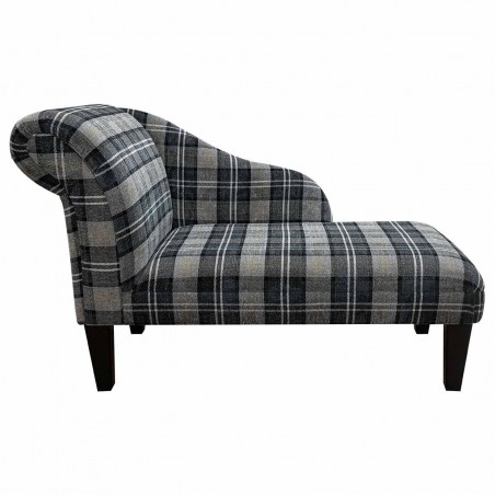 Medium Chaise Longue in Lana Granite Plaid Tartan LAN1260 | Beaumont