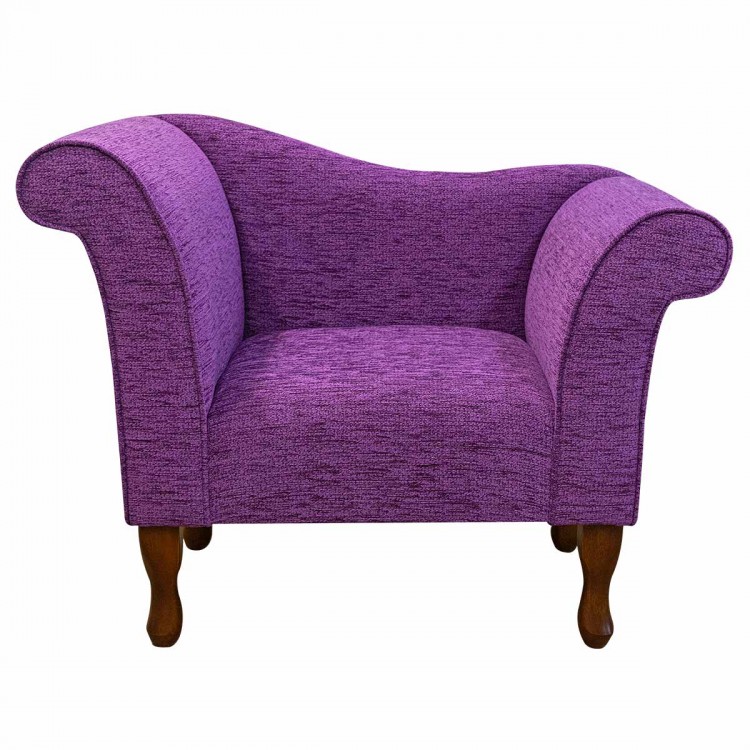 purple accent chair in boucle fabric