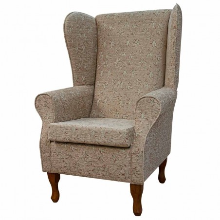 Large High Back Chair in a Camden Leaf Cocoa Fabric | Beaumont