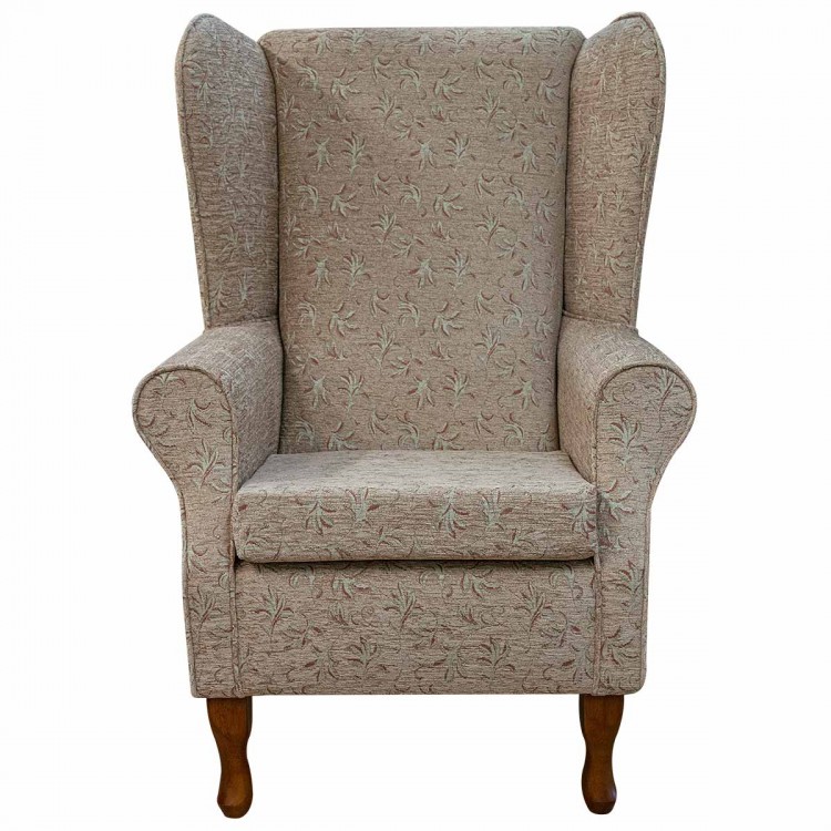 Large High Back Chair in a Camden Leaf Cocoa Fabric | Beaumont