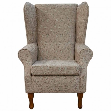 Large High Back Chair in a Camden Leaf Cocoa Fabric | Beaumont
