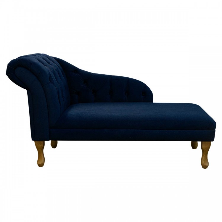 Buttoned Chaise Longue in an AquaClean Dunbar Navy Fabric | Beaumont