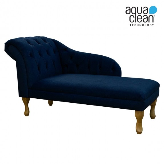 Buttoned Chaise Longue in an AquaClean Dunbar Navy Fabric | Beaumont