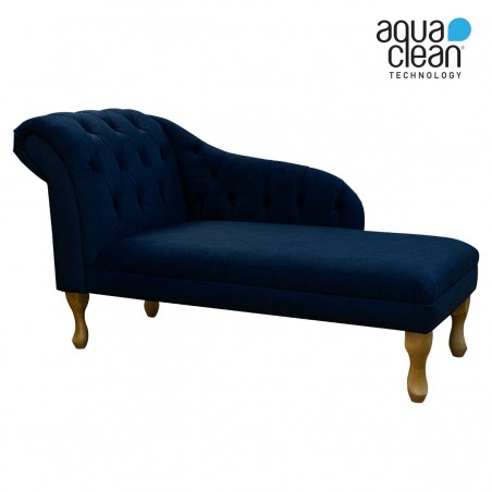 Buttoned Chaise Longue in an AquaClean Dunbar Navy Fabric | Beaumont