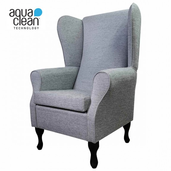 Large High Back Chair in Aqua Clean Oban Steel Fabric SR19005 | Beaumont
