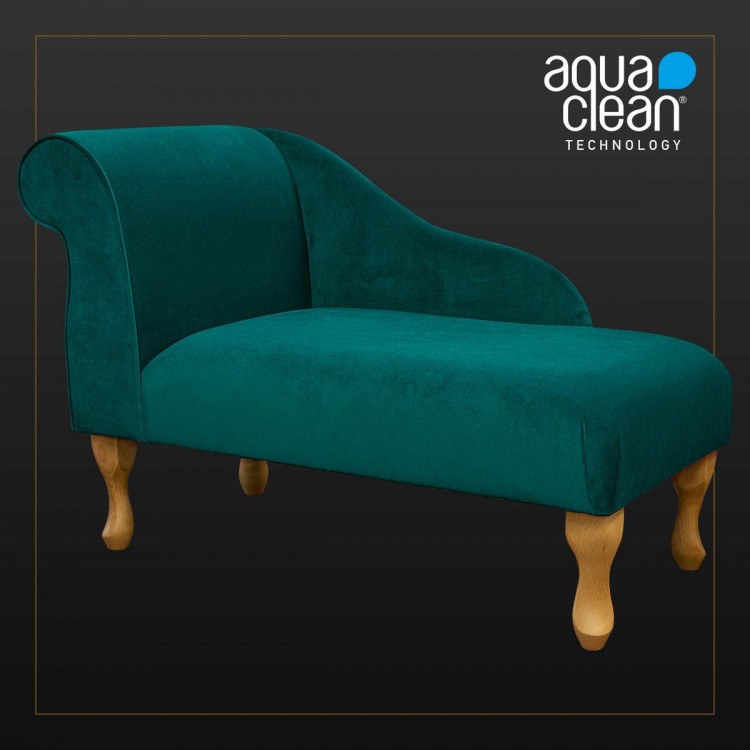 Small Chaise Longue AquaVelvet Teal Velvet Fabric SR19244 | Beaumont