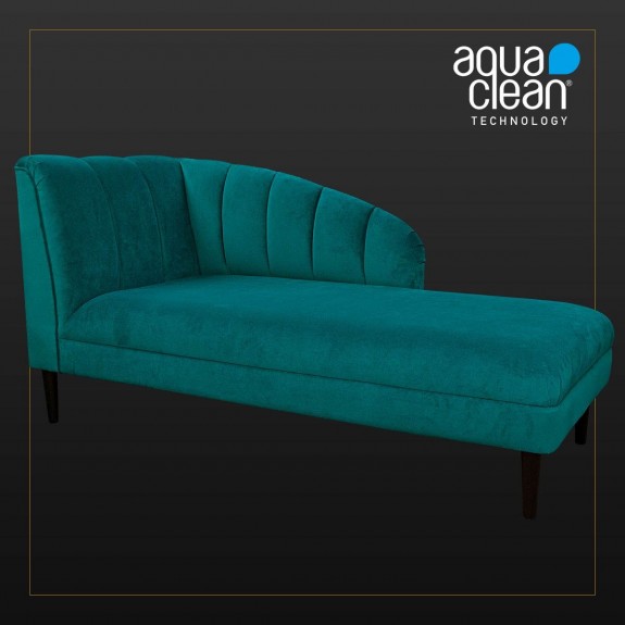 Seashell Chaise Longue Daybed in AquaVelvet Teal Fabric | Beaumont