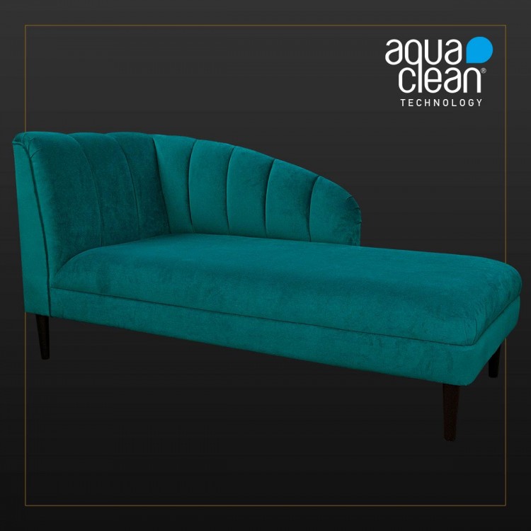 Seashell Chaise Longue Daybed in AquaVelvet Teal Fabric | Beaumont