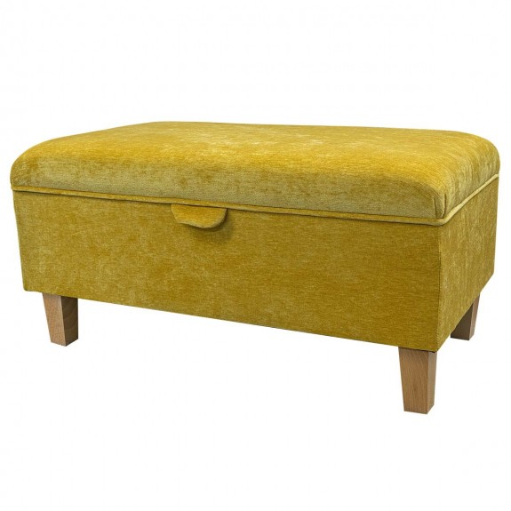 Storage Ottoman in Manhattan Gold Marl Velvet Fabric | Beaumont