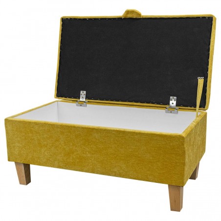 Storage Ottoman in Manhattan Gold Marl Velvet Fabric | Beaumont