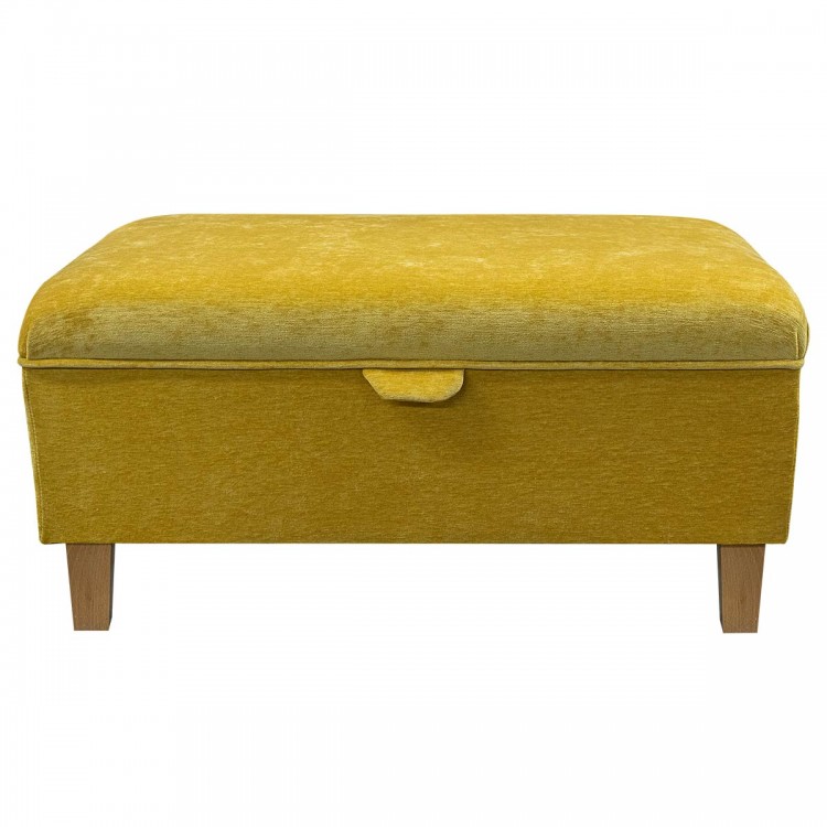 Storage Ottoman in Manhattan Gold Marl Velvet Fabric | Beaumont