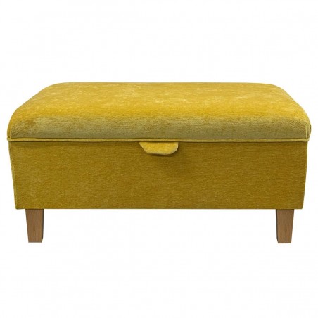 Storage Ottoman in Manhattan Gold Marl Velvet Fabric | Beaumont