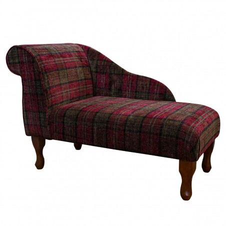 Mini Chaise Longue in a Lana Red Tartan Fabric LAN1258 | Beaumont