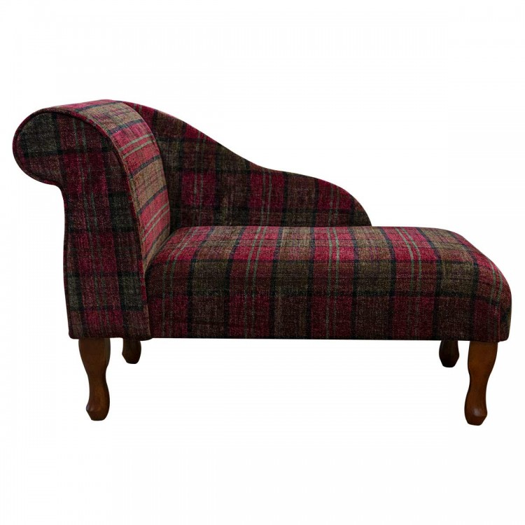 Mini Chaise Longue in a Lana Red Tartan Fabric LAN1258 | Beaumont