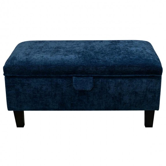 Storage Footstool, Ottoman, Pouffe in a Manhattan Navy Marl Velvet Fabric