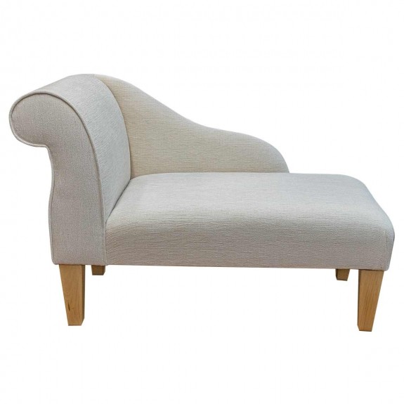 41" Mini Chaise Longue in a Woburn Plain Oyster Chenille Fabric