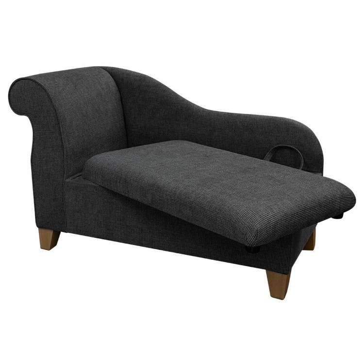 Storage Chaise Longue in an Atlanta Grey Fabric | Beaumont