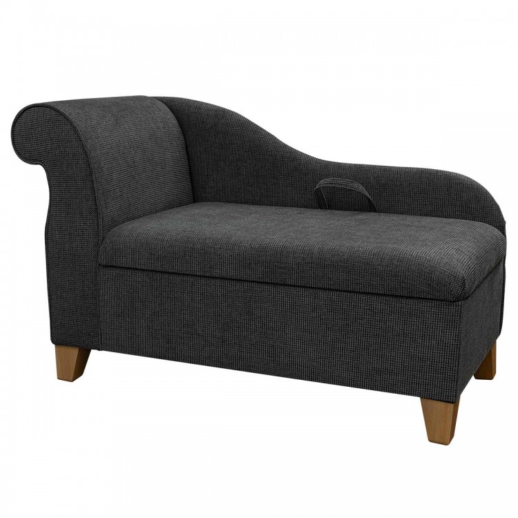 Storage Chaise Longue in an Atlanta Grey Fabric | Beaumont