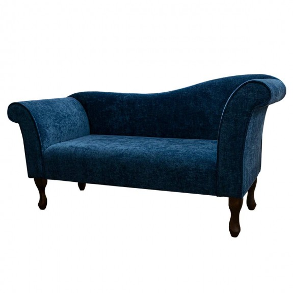 Designer Chaise Sofa in Manhattan Navy Marl Velvet Fabric | Beaumont