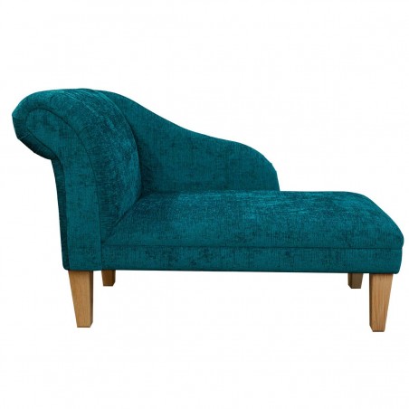 Medium Chaise Longue in a Carlton Teal Chenille Fabric | Beaumont