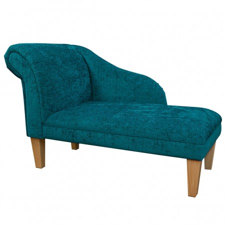 Medium Chaise Longue in a Carlton Teal Chenille Fabric | Beaumont