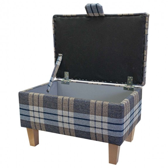 Storage Footstool, Ottoman, Pouffe in a Kintyre Chambray Tartan Fabric